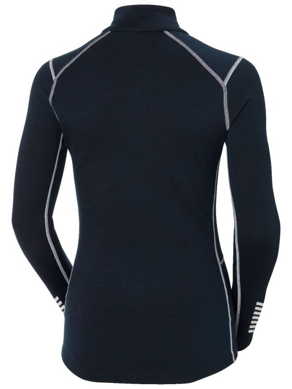 Koszulka Termoaktywna Helly Hansen W Lifa Merino Midw 1/2 Zip Granatowa