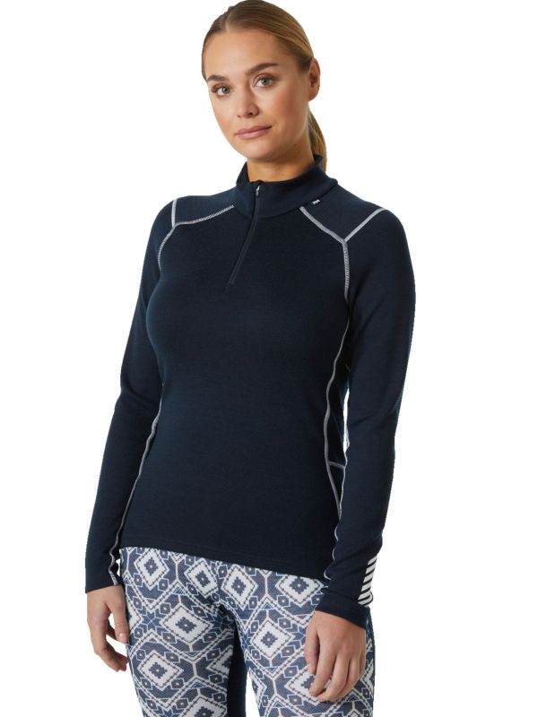 Koszulka Termoaktywna Helly Hansen W Lifa Merino Midw 1/2 Zip Granatowa