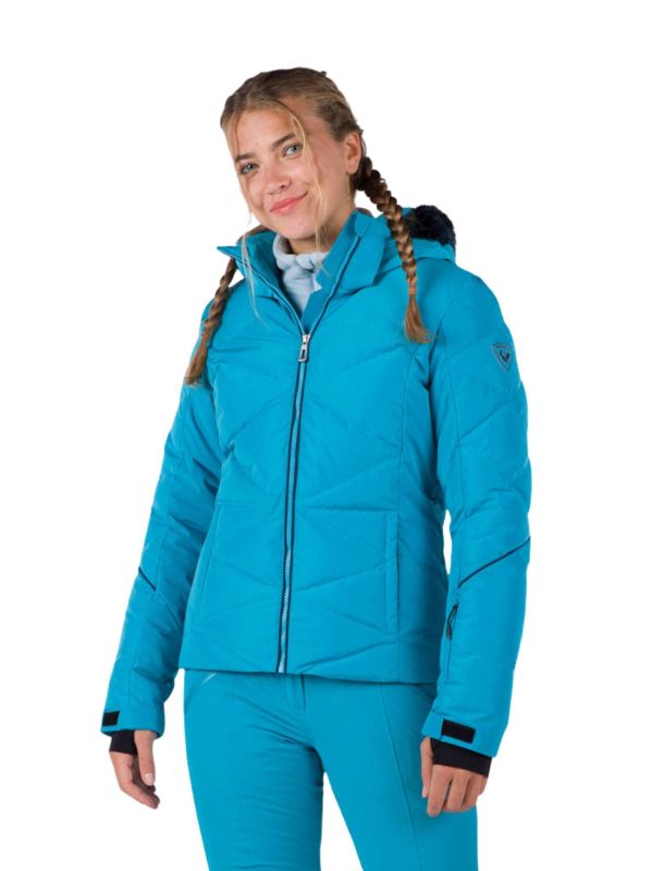 Kurtka Narciarska Rossignol damska W Staci pearly JKT turkusowa1.jpg
