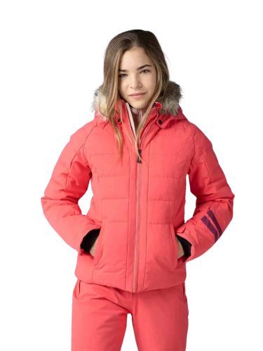 Kurtka narciarska Rossignol Girl Polydown różowa