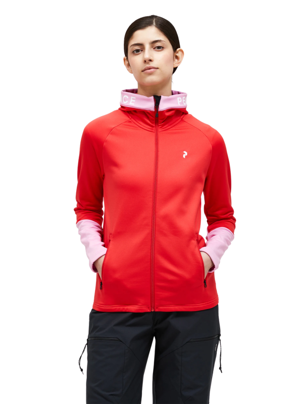 Bluza Peak Performance damska Rider Zip Hood czerwona