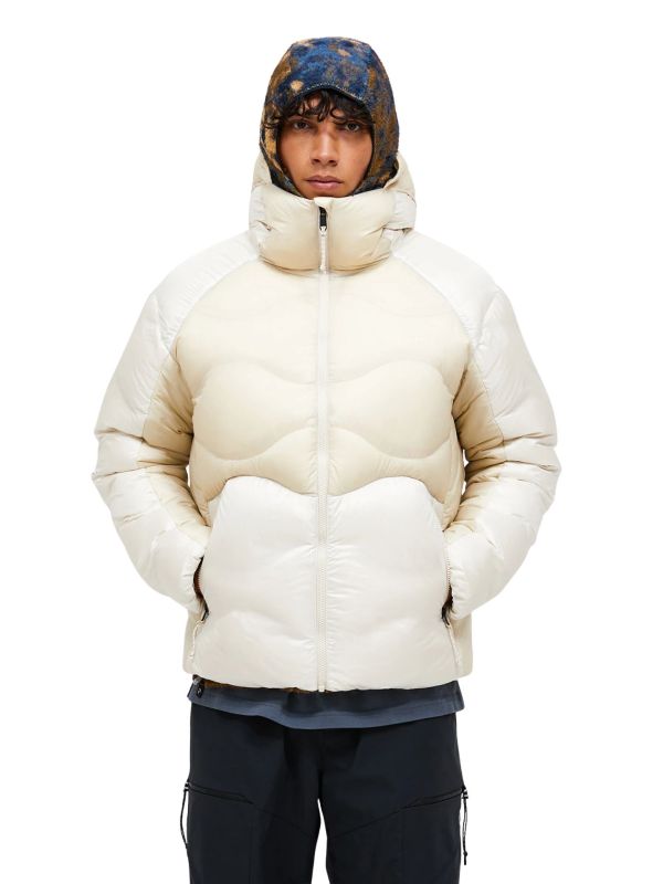 Kurtka Peak Performance męska M Helium Diamond Fuse Down Hood Sand Fog