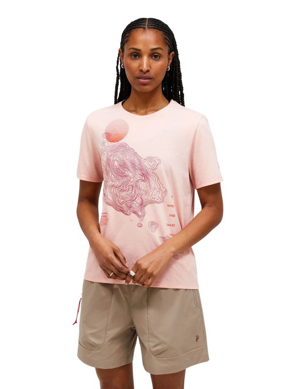 Koszulka Peak Performance damska W Explore Graphic Peach Fuzz