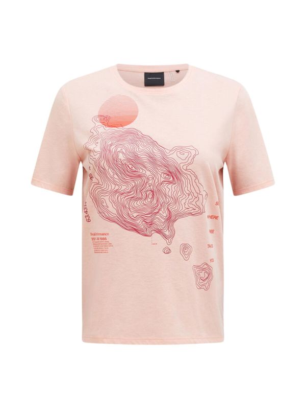 Koszulka Peak Performance damska W Explore Graphic Peach Fuzz
