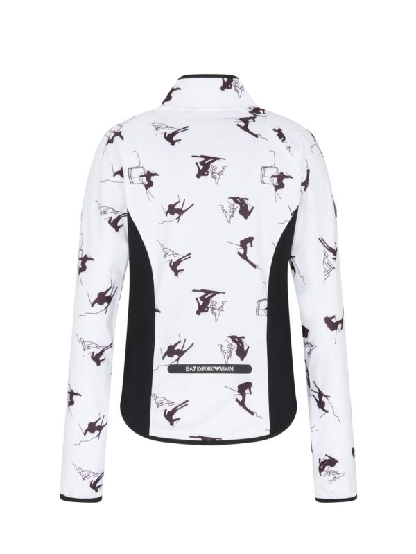 Bluza narciarska damska EA7 Emporio Armani Cortina Powerstretch Full Zip Fancy White
