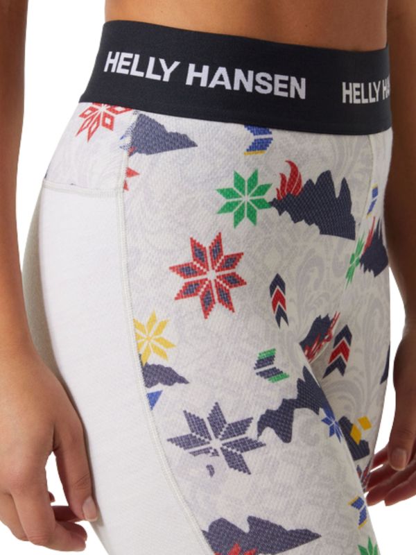 Spodnie termoaktywne damskie Helly Hansen Lifa Merino Graphic Off White