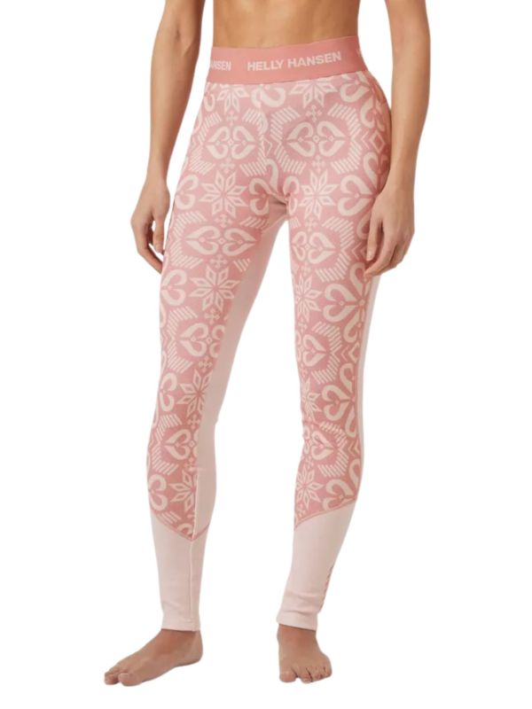Spodnie termoaktywne damskie Helly Hansen Lifa Merino Graphic Pink Tint