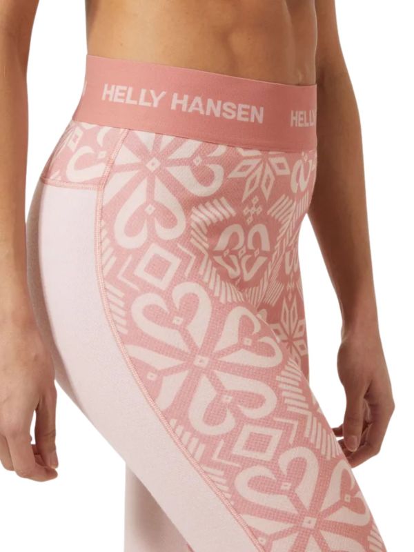 Spodnie termoaktywne damskie Helly Hansen Lifa Merino Graphic Pink Tint