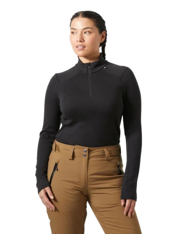 Koszulka Termoaktywna Helly Hansen W Lifa Merino Midw 1/2 Zip Czarna