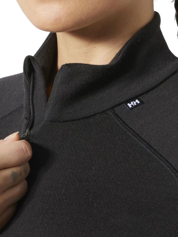 Koszulka Termoaktywna Helly Hansen W Lifa Merino Midw 1/2 Zip Czarna