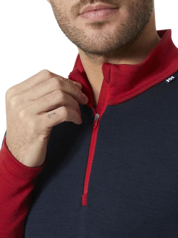 Koszulka Termoaktywna Helly Hansen Lifa Merino Midweight 1/2 Zip Granatowa