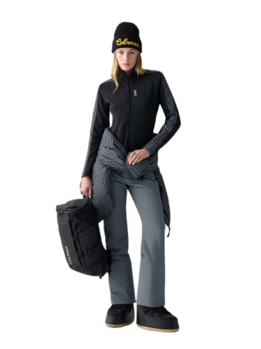 Bluza damska Colmar Full Zipper Stretch Thermal Fleece with Sleeve Pied De Poule Insert Black