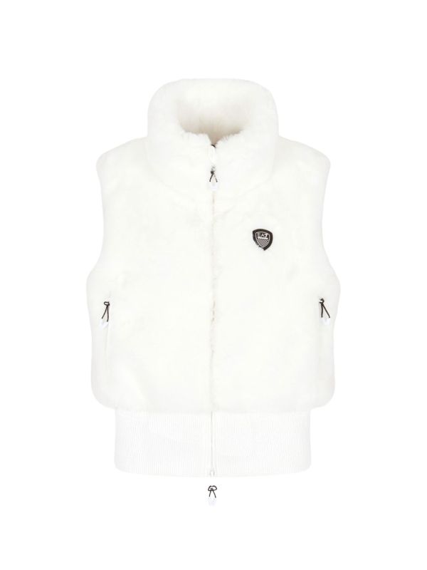 Kamizelka narciarska damska EA7 Emporio Armani Cortina Eco-Fur Vest White