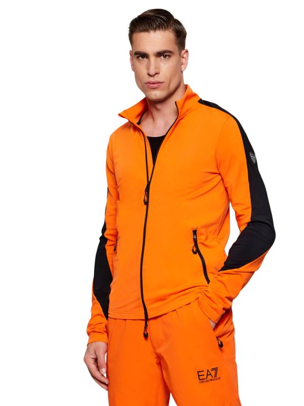 Bluza narciarska męska EA7 Emporio Armani Kitzbühel Powerstretch Colorblock Full Zip Flame