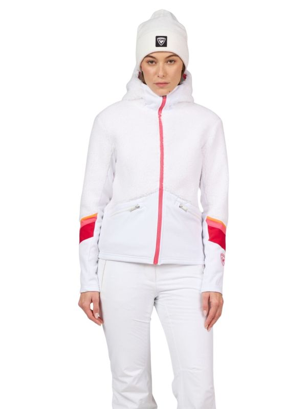 Bluza narciarska damska Rossignol Wispile Full-Zip Hooded Fleece White