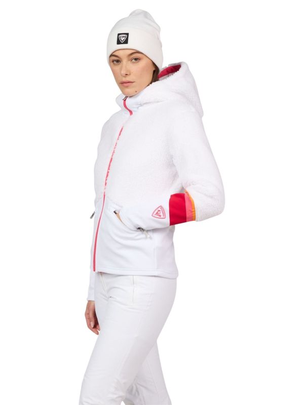 Bluza narciarska damska Rossignol Wispile Full-Zip Hooded Fleece White