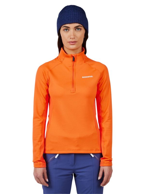 Bluza narciarska damska Rossignol Blackside Mix Half-Zip Fleece Orange Flame