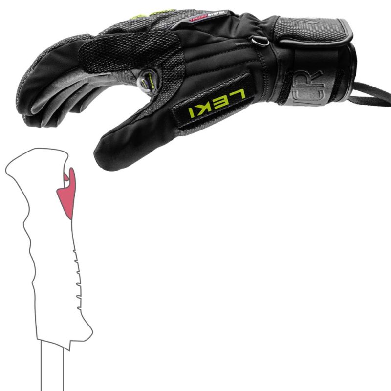 Rękawice narciarskie Leki WCR C-TECH 3D black-ice lemon
