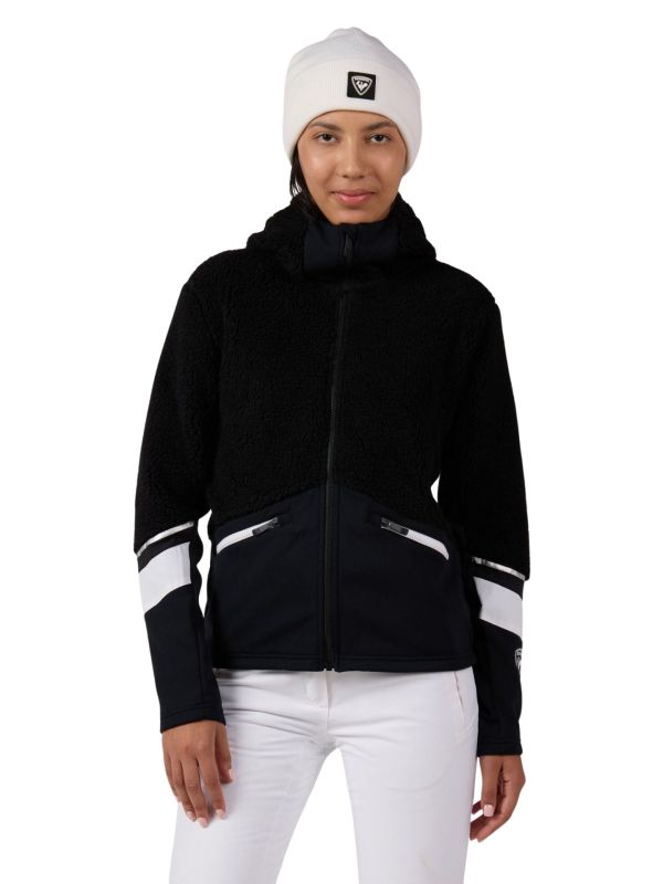 Bluza narciarska damska Rossignol Wispile Full-Zip Hooded Fleece Black