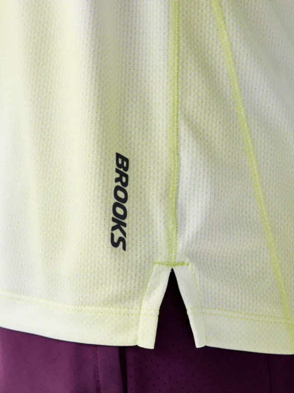 Koszulka męska Brooks Dash Short Sleeve Printed biało-żółta
