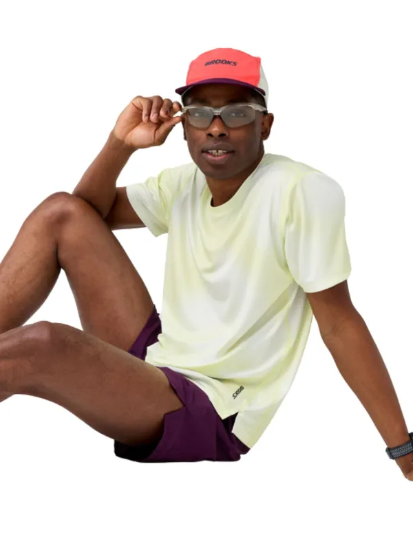 Koszulka męska Brooks Dash Short Sleeve Printed biało-żółta