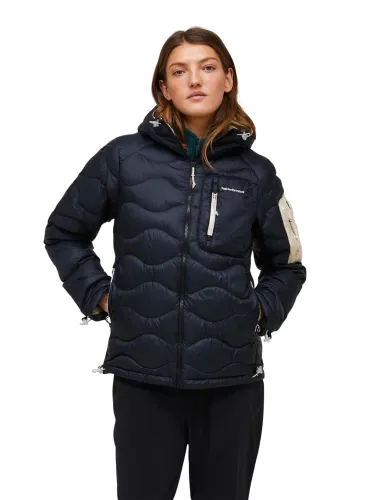 Kurtka puchowa damska Peak Performance Helium Utility Down Hood Jacket black/sand fog