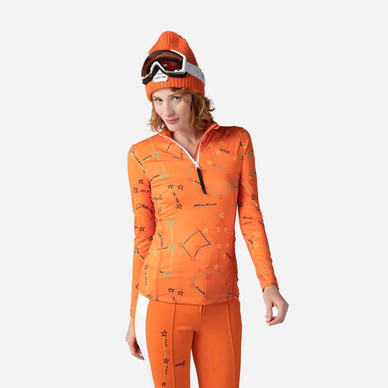 Bluza Rossignol JCC damska Booster 1/2 Zip pomarańczowa